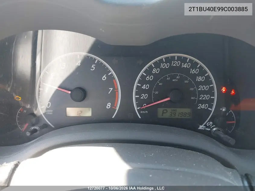 2009 TOYOTA COROLLA VIN 2T1BU40E99C003885 — фото 7