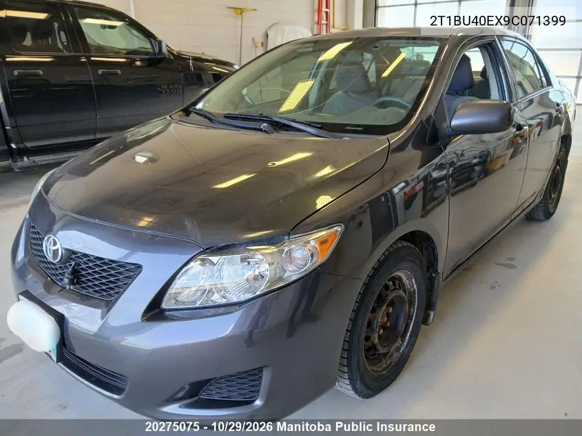 TOYOTA COROLLA 2009, VIN 2T1BU40EX9C071399