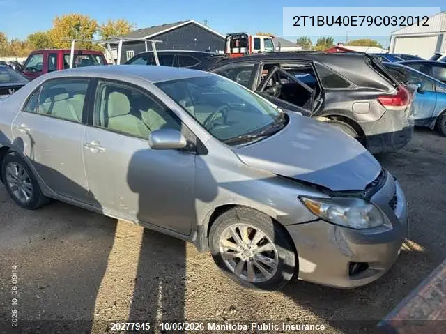 TOYOTA COROLLA 2009, VIN 2T1BU40E79C032012