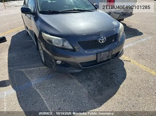 TOYOTA COROLLA 2009, VIN 2T1BU40E49C101285