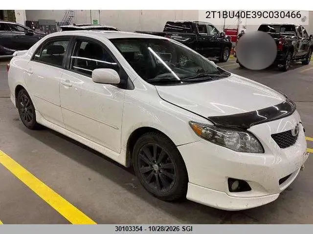 TOYOTA COROLLA 2009, VIN 2T1BU40E39C030466