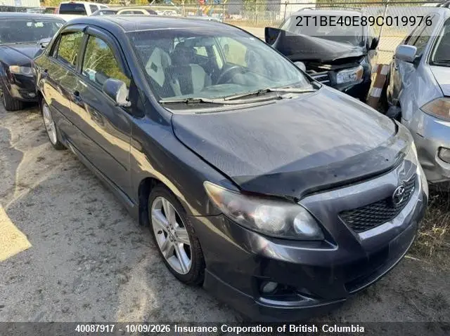 TOYOTA COROLLA 2009, VIN 2T1BE40E89C019976