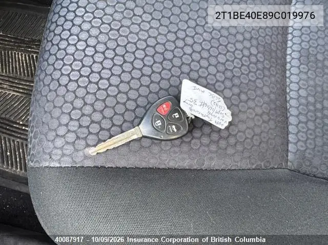 2009 TOYOTA COROLLA VIN 2T1BE40E89C019976 — фото 7