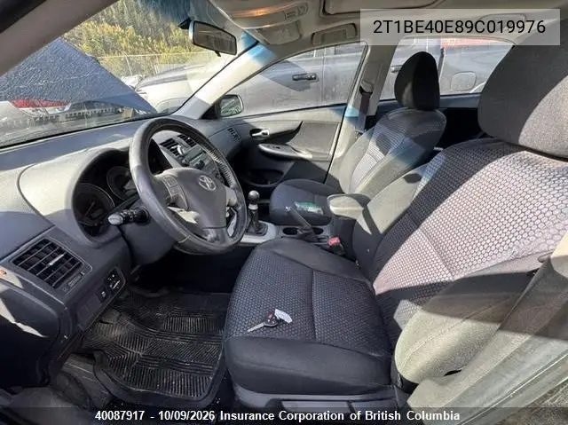 2009 TOYOTA COROLLA VIN 2T1BE40E89C019976 — фото 9