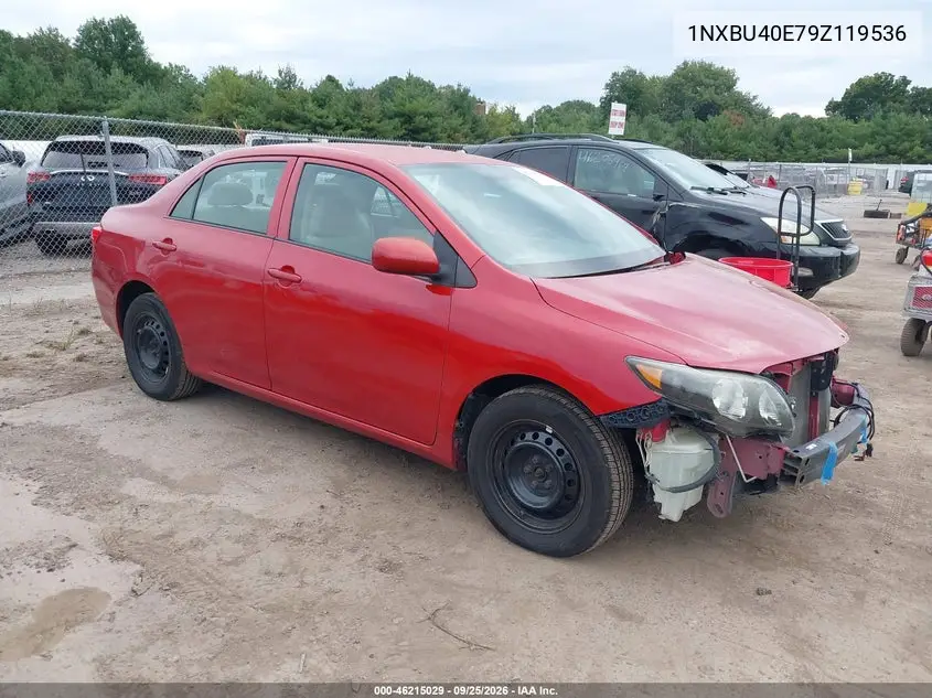 TOYOTA COROLLA 2009, VIN 1NXBU40E79Z119536