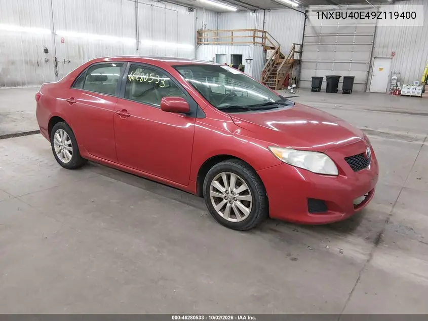 TOYOTA COROLLA 2009, VIN 1NXBU40E49Z119400