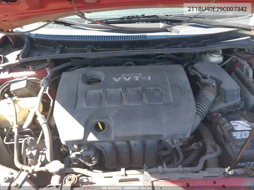 2009 TOYOTA COROLLA VIN 2T1BU40E29C007342 — фото 10