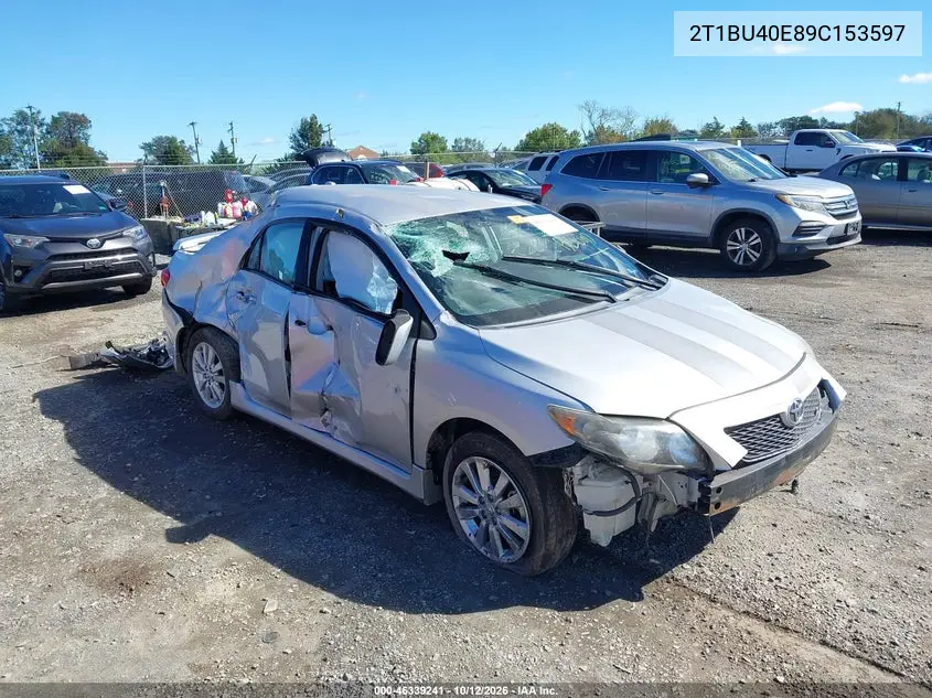 TOYOTA COROLLA 2009, VIN 2T1BU40E89C153597
