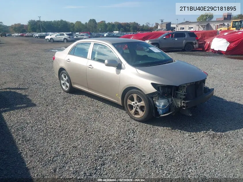 TOYOTA COROLLA 2009, VIN 2T1BU40E29C181895