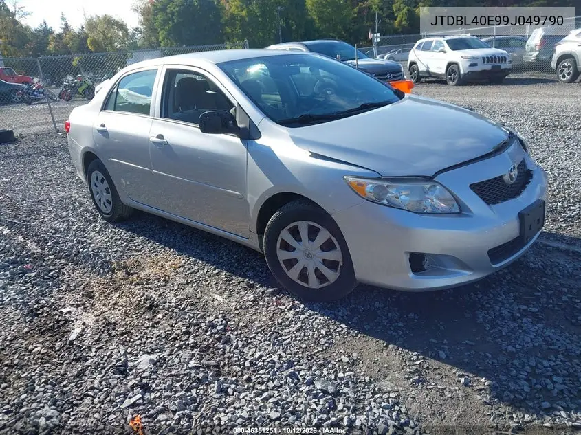 TOYOTA COROLLA 2009, VIN JTDBL40E99J049790