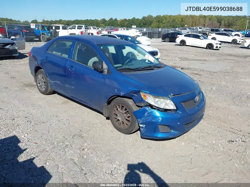 TOYOTA COROLLA 2009, VIN JTDBL40E599038688