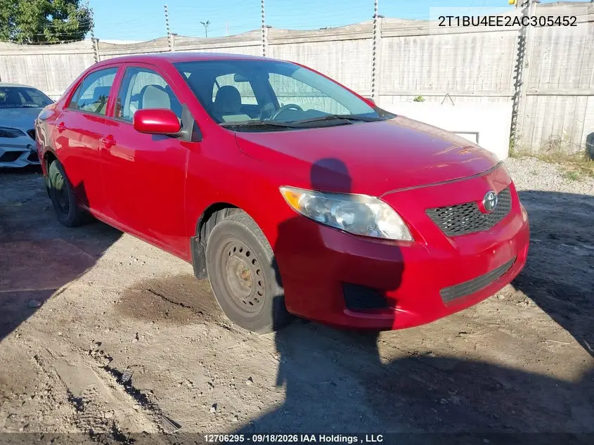 TOYOTA COROLLA 2010, VIN 2T1BU4EE2AC305452