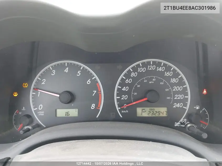 2010 TOYOTA COROLLA VIN 2T1BU4EE8AC301986 — фото 7