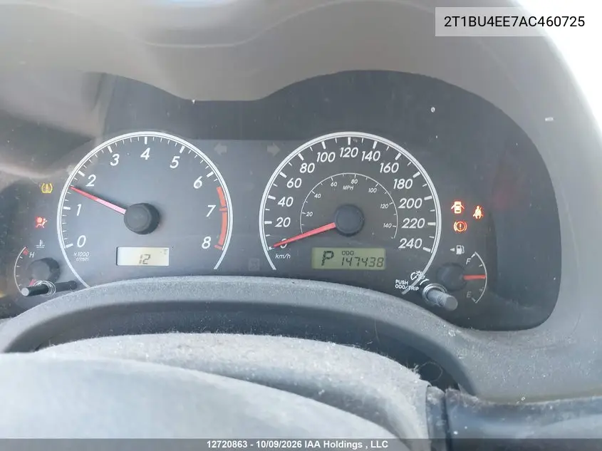 2010 TOYOTA COROLLA VIN 2T1BU4EE7AC460725 — фото 7