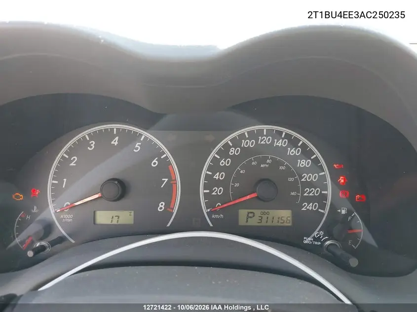 2010 TOYOTA COROLLA VIN 2T1BU4EE3AC250235 — фото 7