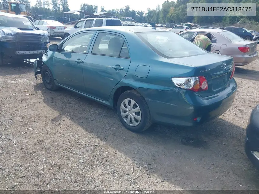 TOYOTA COROLLA 2010, VIN 2T1BU4EE2AC318475