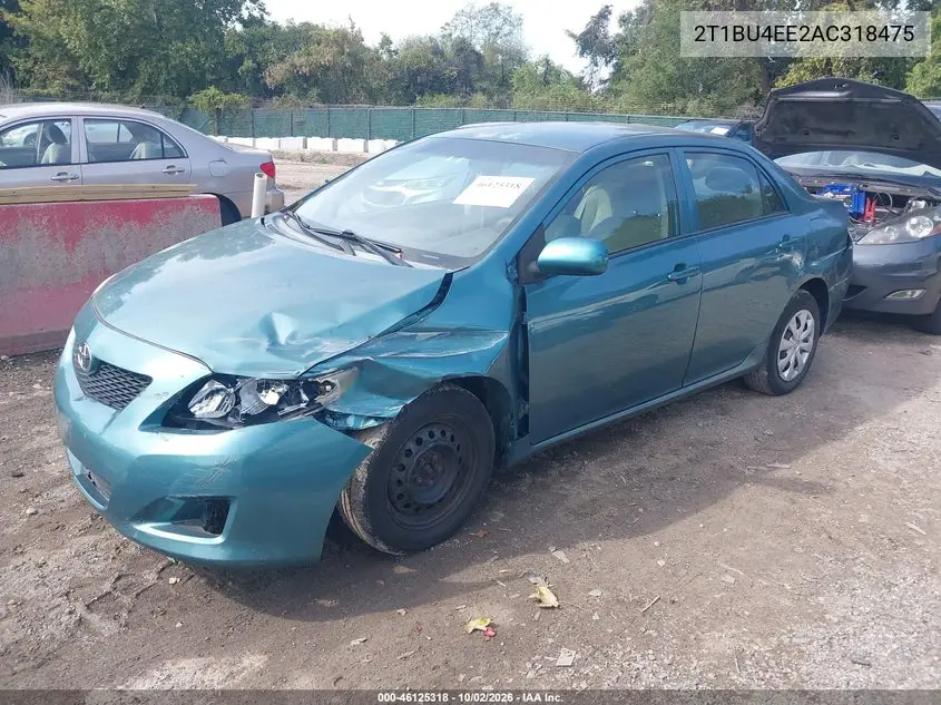 2010 TOYOTA COROLLA VIN 2T1BU4EE2AC318475 — фото 2