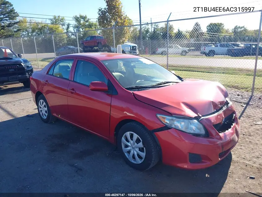 TOYOTA COROLLA 2010, VIN 2T1BU4EE6AC315997