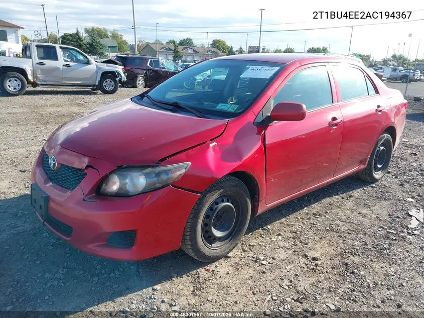 2010 TOYOTA COROLLA VIN 2T1BU4EE2AC194367 — фото 2