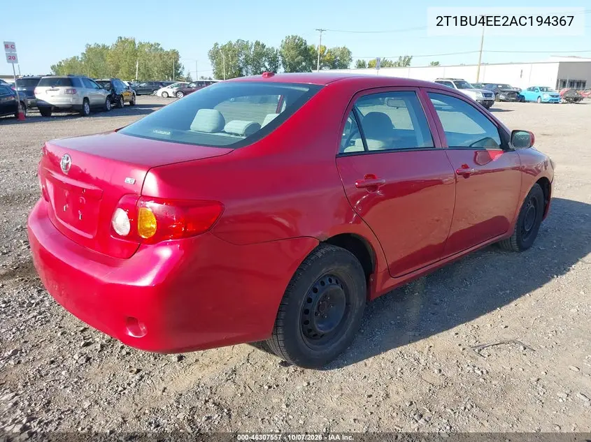 2010 TOYOTA COROLLA VIN 2T1BU4EE2AC194367 — фото 4