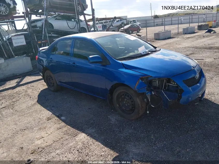 TOYOTA COROLLA 2010, VIN 1NXBU4EE2AZ170424