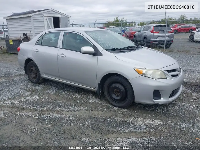 TOYOTA COROLLA 2011, VIN 2T1BU4EE6BC646810