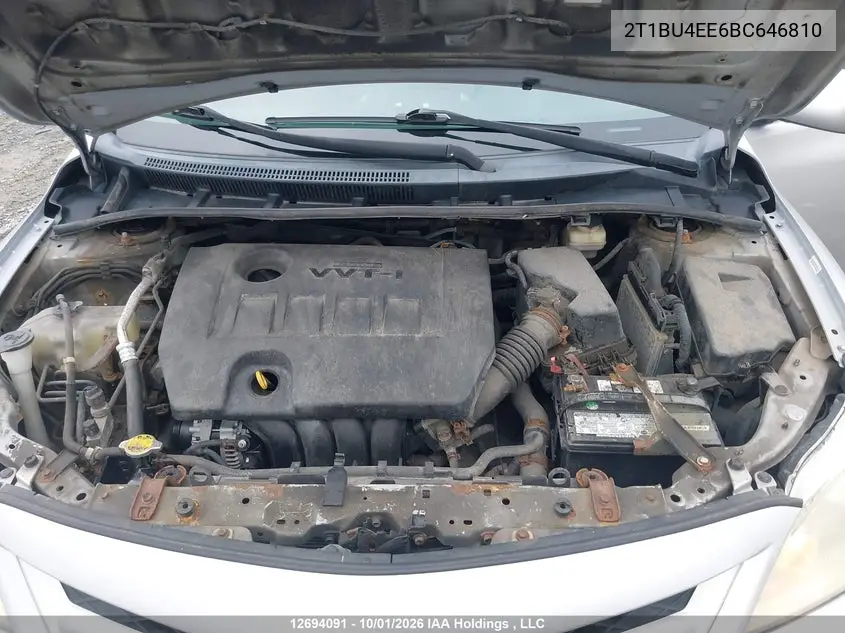 2011 TOYOTA COROLLA VIN 2T1BU4EE6BC646810 — фото 10
