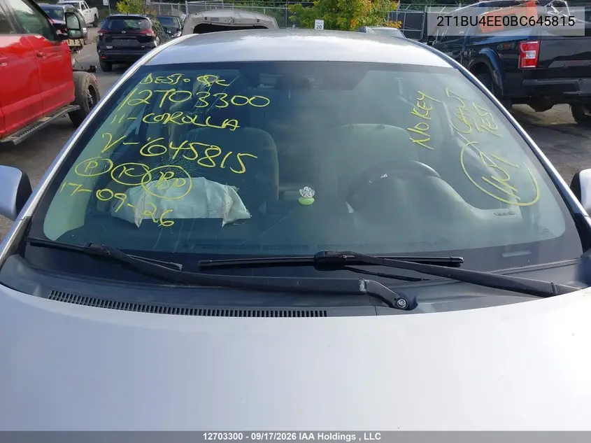2011 TOYOTA COROLLA VIN 2T1BU4EE0BC645815 — фото 17