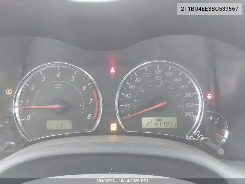 2011 TOYOTA COROLLA VIN 2T1BU4EE3BC539567 — фото 7