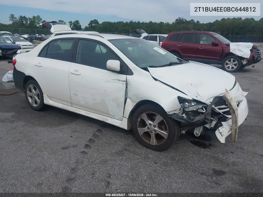 TOYOTA COROLLA 2011, VIN 2T1BU4EE0BC644812