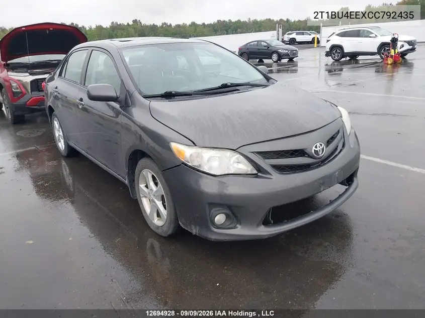 TOYOTA COROLLA 2012, VIN 2T1BU4EEXCC792435
