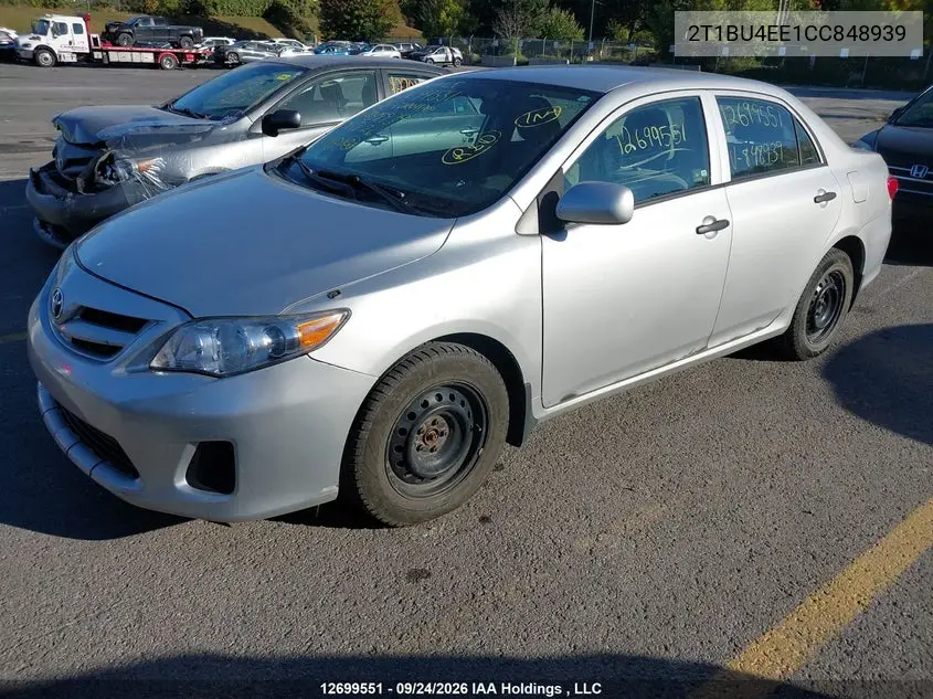 2012 TOYOTA COROLLA VIN 2T1BU4EE1CC848939 — фото 2