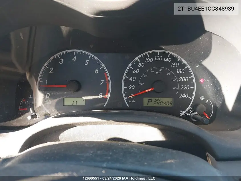 2012 TOYOTA COROLLA VIN 2T1BU4EE1CC848939 — фото 7
