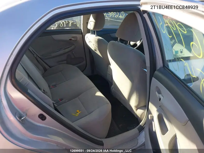 2012 TOYOTA COROLLA VIN 2T1BU4EE1CC848939 — фото 8