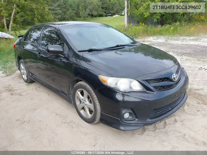 TOYOTA COROLLA 2012, VIN 2T1BU4EE3CC829602