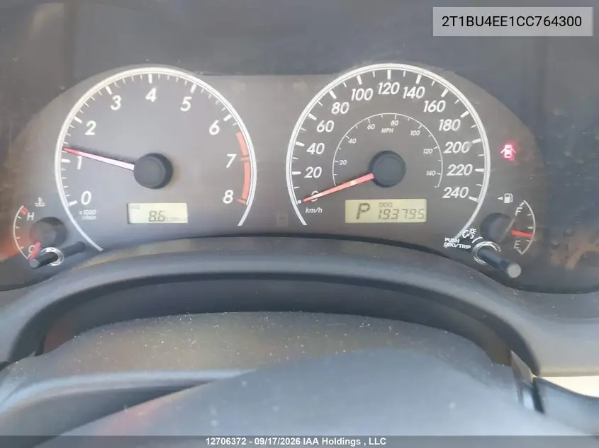 2012 TOYOTA COROLLA VIN 2T1BU4EE1CC764300 — фото 7