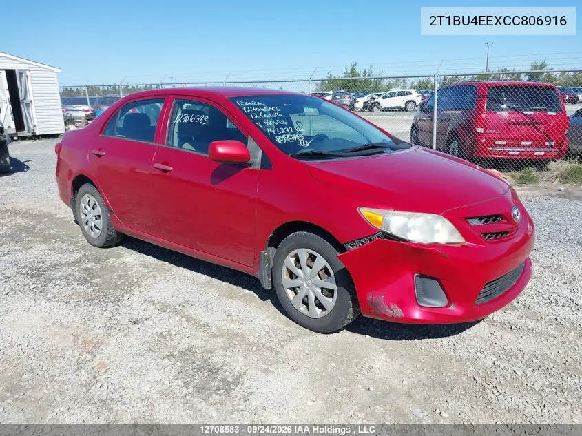 TOYOTA COROLLA 2012, VIN 2T1BU4EEXCC806916