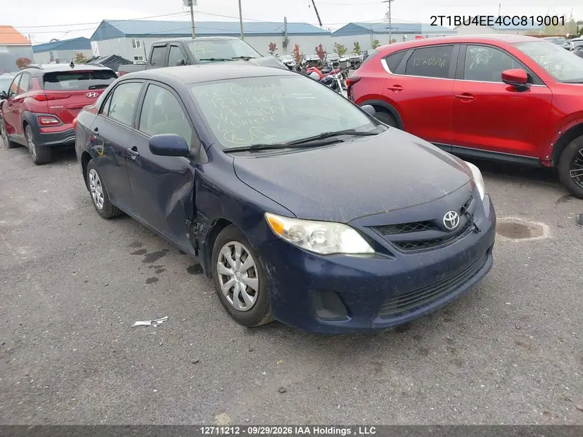 TOYOTA COROLLA 2012, VIN 2T1BU4EE4CC819001
