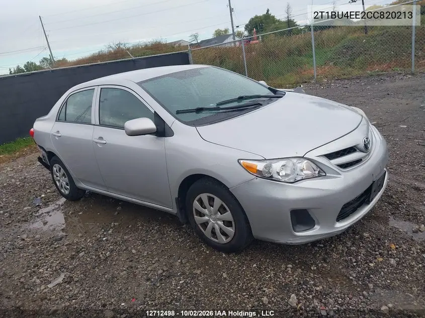 TOYOTA COROLLA 2012, VIN 2T1BU4EE2CC820213