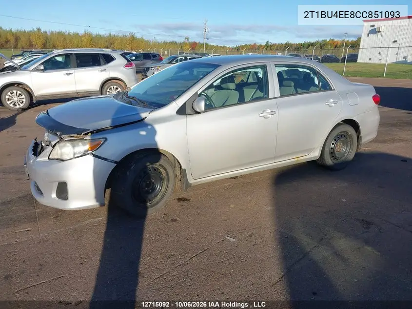 2012 TOYOTA COROLLA VIN 2T1BU4EE8CC851093 — фото 2