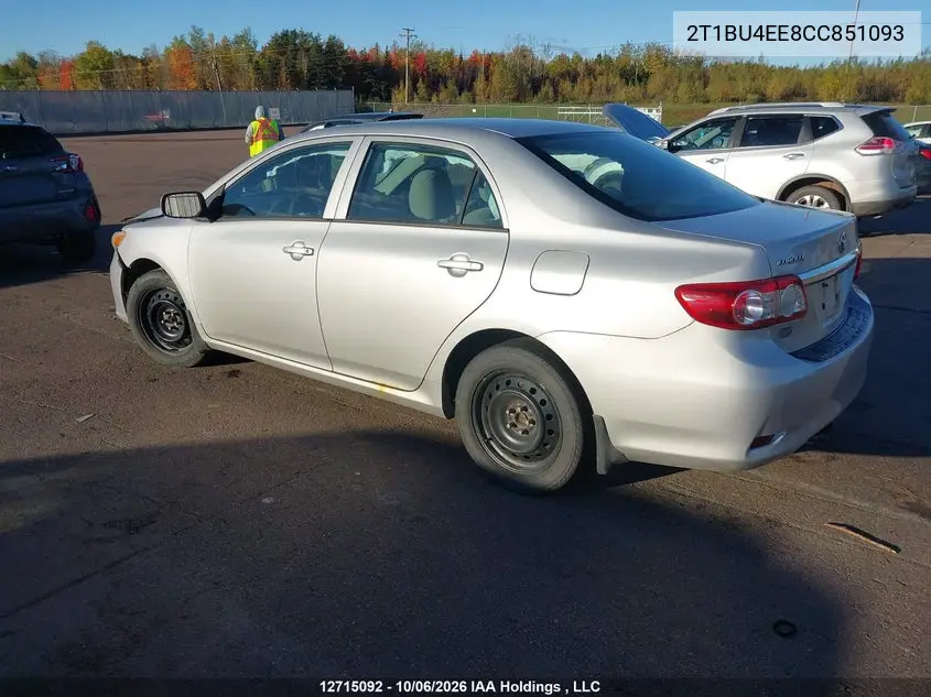 2012 TOYOTA COROLLA VIN 2T1BU4EE8CC851093 — фото 3