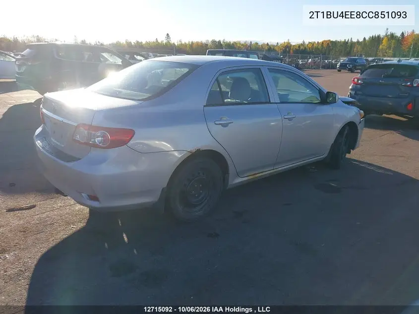 2012 TOYOTA COROLLA VIN 2T1BU4EE8CC851093 — фото 4