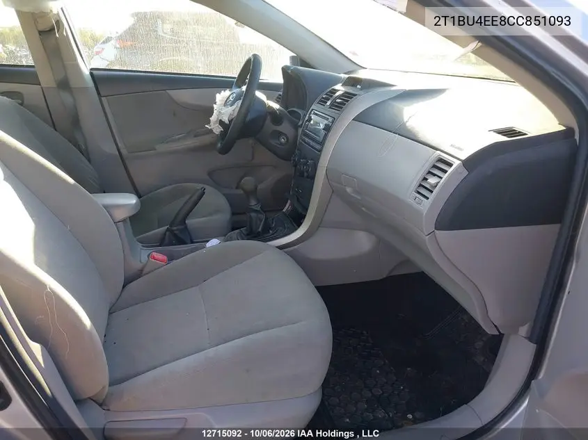 2012 TOYOTA COROLLA VIN 2T1BU4EE8CC851093 — фото 5