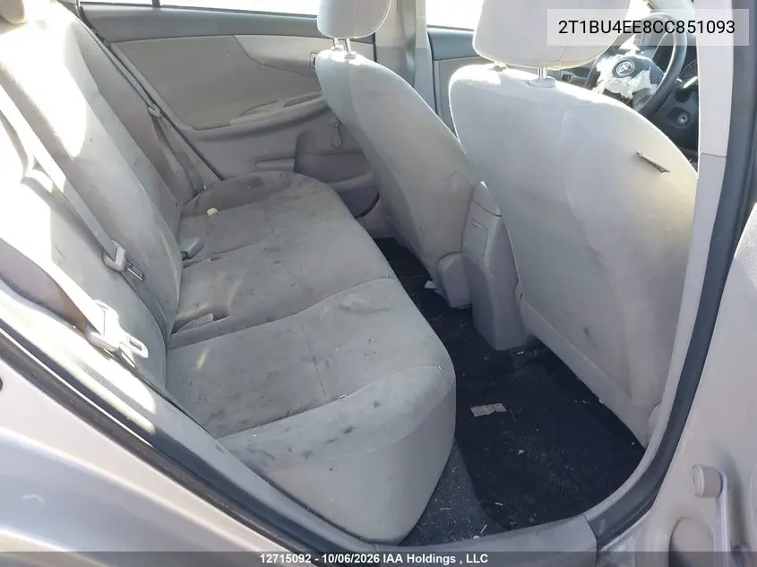 2012 TOYOTA COROLLA VIN 2T1BU4EE8CC851093 — фото 8