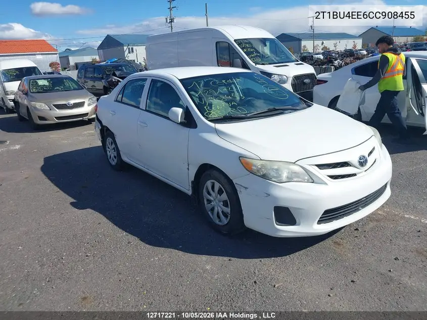 TOYOTA COROLLA 2012, VIN 2T1BU4EE6CC908455