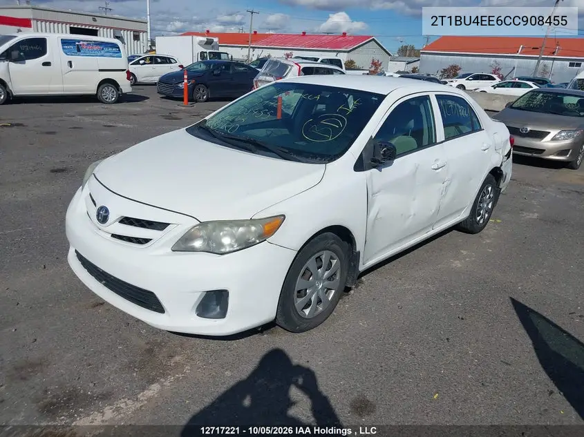 2012 TOYOTA COROLLA VIN 2T1BU4EE6CC908455 — фото 2