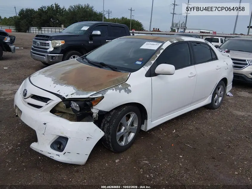 2012 TOYOTA COROLLA VIN 5YFBU4EE7CP064958 — фото 2