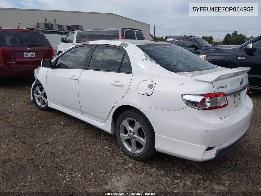 2012 TOYOTA COROLLA VIN 5YFBU4EE7CP064958 — фото 3