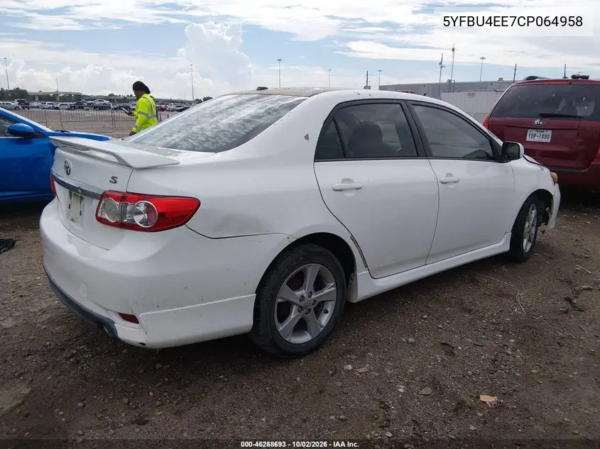 2012 TOYOTA COROLLA VIN 5YFBU4EE7CP064958 — фото 4