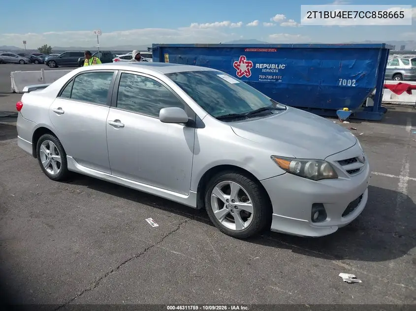 TOYOTA COROLLA 2012, VIN 2T1BU4EE7CC858665